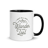 Not all who wander are lost: Ceramic Mug with Inspiring Text and Bold Colors